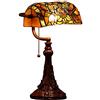Bieye L30308 Lampada da tavolo in vetro colorato in stile Tiffany a forma di libellula con paralume largo 25 cm per leggere e lavorare, alta 40 cm (ambra)