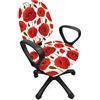 ABAKUHAUS Papavero Fodera per Sedia da Ufficio, Floral Blossom Primavera, Fodera Protettiva in Tessuto Decorativo Elasticizzato, Arancione Verde Oliva Bianco