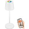 BRILONER - Lampada da tavolo a LED Smart wireless con controllo tramite app, dimmerabile, RGB+W, lampada da comodino, lampada ricaricabile, lampada da esterno, 10,5x36cm (LxA), bianco