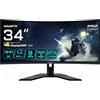 Gigabyte G34WQCP 34 Monitor Gaming Curvo WQHD - 3440 x 1440, VA, 180Hz, 1ms, 1500R, 350 cd/m², FreeSync Premium, DisplayHDR 400, HDMI 2.0, DisplayPort 1.4