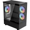 AeroCool Viewport - Mini Tower Case per PC da gioco, Airflow ottimizzato, con 3 ventole RGB, compatibile con schede madri Micro-ATX e Mini-ITX, pannello frontale e laterale in vetro temperato, colore: