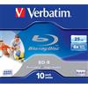 Verbatim BD-R SL 25 GB 6 x Printable 10pk - BD-RE registrabili (6 x, scatola di gioielli)