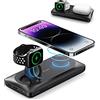 VRURC Power Bank Wireless, 10000mAh Power bank Magnetico, Caricatore Portatile Ricarica Rapida, 3 IN 1 USB C PowerBank, 4 Uscite e 3 ingressi Compatibile con iPhone, iWatch, Airpods - Nero