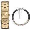 Diesel Uomo Orologio Closer in Acciaio Inossidabile Oro e Bracciale D Logo Argento con Pietre Semi-Preziose, Set