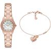 Emporio Armani Donna Orologio in Acciaio Inossidabile Oro Rosa e Bracciale in Argento Sterling, Set