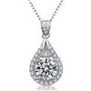 FEIKFEIZ Collana in moissanite da donna, pendente in diamante coltivato in laboratorio da 2 carati, placcata in rodio, collana d'argento con una sola gemma, con scatola regalo inclusa.