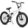 AVASTA Bicicletta da 20 pollici, freestyle giovani, BMX, per bambini 6, 7, 8, 9, 10, 11, 12, 13, 14 anni, ragazzi, ragazze, ragazzi, adulti e principianti, con 4 peg, colore: bianco