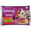 WHISKAS Adult in bustina 4x85g Bocconcini con agnello, pollo e carote, manzo e pollame in salsa
