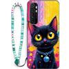 Sinyunron Custodia Compatibile con Xiaomi Mi Note 10 Lite 4G Cover Antiurto e Anti-Graffio, Posteriore Con Stampa Estetica Motivo+1×Braccialetto Colorato,Gatto-01