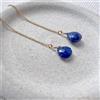Bundela Gems Orecchini pendenti a goccia in filettato con catena placcata oro a goccia sfa...