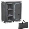 Outsunny Cucina da Campeggio a 2 Sezioni con Mensola a 3 Livelli, in Alluminio e Tessuto, 96x49.5x104 cm, Grigio