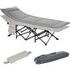 Outsunny Lettino da Campeggio Pieghevole e Imbottito con Tasca Portaoggetti, 188x64.5x53 cm, Grigio chiaro|Aosom
