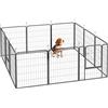 PawHut Recinto per Cani a 12 Pannelli Modulabili da 68x1.5x80cm in Acciaio Nero con Porta di Ingresso