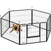 PawHut Recinto per Cani a 6 Pannelli Modulabili da 80x1.5x60 cm in Acciaio Nero con Porta di Ingresso