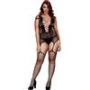BACI Taglie Forti - set nero a rete con corsetto a maniche corte (XL-XXL)