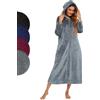 Minicoco Accappatoio da donna in pile con cerniera intera, soffice e super morbido, con cappuccio, in flanella spessa, calda e soffice, con tasche, Grigio scuro, L