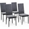 Bealife Set di 4 Sedie da Pranzo, Set di Sedie da Sala da Pranzo per Cucina, Sala da Pranzo, Sedia da Pranzo con Schienale Alto in Ecopelle, Moderno (Grigio scuro - Flanella, Set da 4)