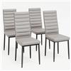 Bealife Set di 4 Sedie da Pranzo con Schienale Alto Imbottite Moderne per Cucina e Sala da Pranzo, Grigio Chiaro Similpelle