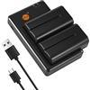 DSTE 2PCS NP-F330 NP-F550 NP-F570 (2900mAh/7.4V) Batteria Caricatore Compatibile per Sony NP-F970, NP-F750, TR716, TR818, TR910, TR917