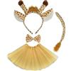 Fartoni Costume Giraffa Bambina o Bambino con Diadema, Gonna, Coda e Papillon Costumi da Animale con Accessori per Bambini e Bambine Ideale per Carnevale e Feste in Maschera