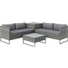 Outsunny Set da Giardino 4 Pezzi con 2 Divani 2 Posti, Tavolino da Caffè e Tavolino Alto, in Acciaio e Rattan|Aosom