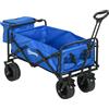 Outsunny Carrello da Giardino 110L con Maniglia Telescopica e Borsa Termica da 15L in Acciaio e Tessuto, Blu | Aosom Italy