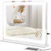 HOMCOM Specchio per Trucco con LED Regolabili, Ingranditore 10x, Presa USB e Comandi Touch, 80x62x14cm