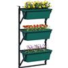 Outsunny Fioriera da Esterno Verticale e 3 Vasi per Piante in Plastica con Fori di Drenaggio, 56x42x100 cm, Verde