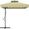 Outsunny Ombrellone Decentrato 2.5x2.5 m con Base a Croce e Apertura a Manovella, in Metallo e Poliestere Beige