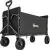 Outsunny Carrello da Giardino da 120L Pieghevole con Pannello Apribile, in Acciaio e Poliestere, 90x48x62 cm, Nero