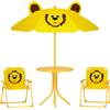 AIYAPLAY Set da Giardino per Bambini 2-5 Anni con Tavolino Rotondo, 2 Sedie Pieghevoli e un Ombrellone, Giallo