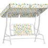 AIYAPLAY Dondolo per Bambini da Esterno a 2 Posti con Tettuccio Regolabile e Cinture di Sicurezza, 112x75x120 cm, Bianco