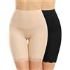Xnova Mutandine Boxer Donna con Pizzo, Pantaloncini Anti sfregamento Sottogonna Estivi, Vita Alta Shorts Culotte Elasticizzato Leggings Corti Mutande Pantaloncino Sotto Abito (2 pezzi nero, beige, XL)