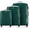 WITTCHEN PC Ultra Light Bagagli rigidi Valigia da viaggio Valigia trolley Set di 3 valigie in policarbonato Quattro ruote doppie Lucchetto TSA Manico alluminio telescopico Taglia (S+M+L) Verde