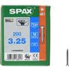 Spax, Viti con testa svasata T-Star plus, filettatura completa A2, 3 x 25 mm, 200 pz., 3527/000/3,0/25/02