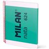 MILAN® Quaderno A4 con rilegatura a spirale e copertina rigida, carta bianca, 80 fogli nata®, verde