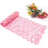 ZJchao Runner da tavola in feltro, motivo traforato a fiori, tovaglia, tovaglietta, sottobicchiere, accessorio per decorare la sala da pranzo, lavabile, 100 x 30 cm Rosa