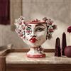 Ceramiche di Caltagirone Sofia Testa di Moro con Fiori h 20 cm — Donna, Madreperla - Madreperla Antichizzato / 20 cm