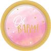 amscan 9913896 8 - Piatto rotondo Oh Baby Girl in carta, 23 cm
