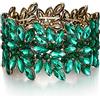 EVER FAITH Elastico Bracciale Art Deco Vintage Rotonda Marquised Cristalli Gioielli da Polso per Party Prom Verde Oro-Fondo