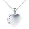 INFINIONLY Collane ciondolo cuore con foto in argento 925 da donna ragazze Collana medaglioni con zirconi viola Ciondoli apribili creativa gioielli di moda