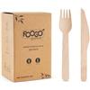 FOOGO Green Set di 150 Posate Monouso in Legno, Forchette e Coltelli, Certificate FSC®, 16 cm, Compostabili e Biodegradabili, Posate Usa e Getta per Feste, Picnic e Aperitivi, Posate in Bambù