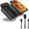UZSUZZ Stampo Plumcake Set di 2 Teglia per Pane in Acciaio al Carbonio Antiaderente Stampo Antiaderente per Pane con 1 Pezzi Pennello Cucina e 2 Pezzi Spatole in Silicone Spatole 18.5x9.5x4.5cm