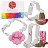 Ann Clark Cookie Cutters Set di 3 formine per biscotti a forma di cowboy/cowgirl, prodotte negli Stati Uniti da Ann Clark, cappello da cowboy, stivale da cowboy e placca ovale