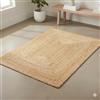 Craft Trade Naturale Lavabile Boho Tappeto in Iuta Intrecciato a Mano Reversibile Rettangolo Tappeto di Juta per Cucina Soggiorno e camera da Letto- 120x180 cm