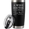 Panvola 'A Wise Doctor Once Wrote ' Doctor Tumbler Studente di medicina MD Practitioner DR Tazza da viaggio per laurea in acciaio inossidabile con coperchio rimovibile e cannuccia (20 oz, Nero)