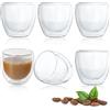 TNSLAND Set di 6 Tazzine Caffe da Caffè Doppia Parete Bicchieri da Caffè Espresso, Tazze da Moka in Vetro Borosilicato Vetri Termici Resistenti Al Calore Con Effetto Flottante Bicchieri da (6, 250ml)
