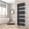 Heilmetz Scaldasalviette elettrico bagno a tubo piatto 1385 x 500 mm，Radiatore portasciugamani monofacciale ，attacco laterale per portasciugamani ad acqua calda, Antracite