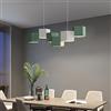 Lampada A Sospensione A LED Per Sala Da Pranzo Ufficio Soggiorno,Moderna Lampada A Sospensione A LED Dimmerabile A Cubo 6 Luci,Lampadario Geometrico Contemporaneo-Verde Bianco 80x42x70cm(31x17x28inch)