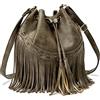 Gladdon borsa secchiello donna, borse a secchiello per le donne con coulisse, borsa Hobo con nappe e borse a tracolla per le signore